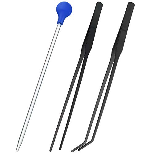 Weewooday 3 Pcs Axolotl Tank Accessories, Tweezers Syringe for Aquarium