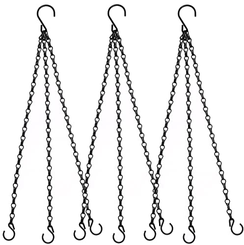 Heybe 20 Inch Hanging Basket Chain, 3 Point Hanging Chains with Hooks for Pot Planters Bird Feeders Lantern Lamp,Extended Hangers for Hanging Badkeys(20 inch,3 Point) - size: 20 inches, style: 3 point