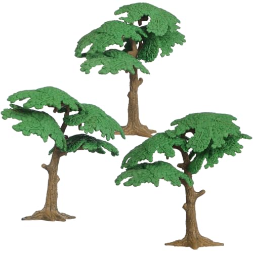 SEWACC Mini Cedar Pine Tree Model 3Pcs Miniature Cypress Tree Figurines for Model Train Trees Railroad Diorama Sand Table Scenery Christmas Home Office Decor 4.13X3.74X1.96In