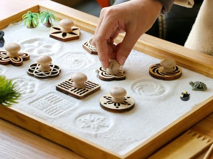 BangBangDa Zen Garden Stamps Rake Gifts - Patterns Sand Play Therapy Kit Meditation Tool Accessories Supplier Mini Office Tabletop Miniature Sandbox Father Mother Mon Dad Man Women Zen Gifts
