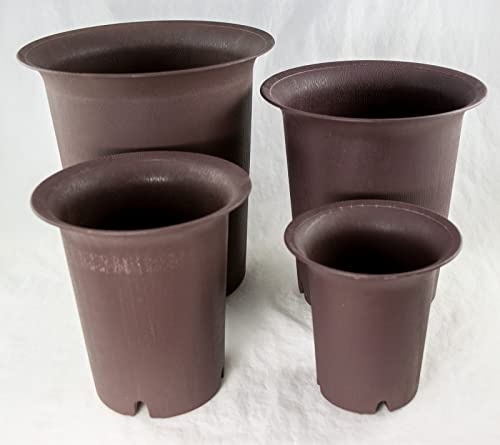 4 Mix Round Cascade Plastic Bonsai / Succulent Pot & Orchid Planter 4.25 inch , 5.25 inch , 6.5 inch , 7.75 inch - Tan Color