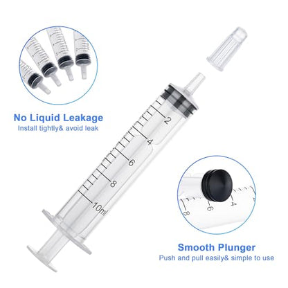 50Pack 10mL Syringes without Needle - Individually Wrapped, with Cap for Liquid, Measuring, Ink Refilling, Oil, Liquids Glue Applicator - style: 10ML
