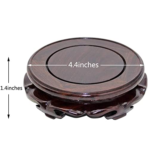 Oriental Furniture Wooden Display Stand Base Lotus Pedestal Vase Base Table Lamp Teapot Base Black Catalpa Furniture Stable Home Decoration Size6 (4.37x1.38in)