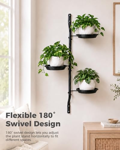 Bamworld Rotating Window Wall Plant Shelves Plant Shelf Indoor Metal Plant Stand Holder 3 Tiered Floating Plant Shelf Hanger Indoor Window Sill Gifts