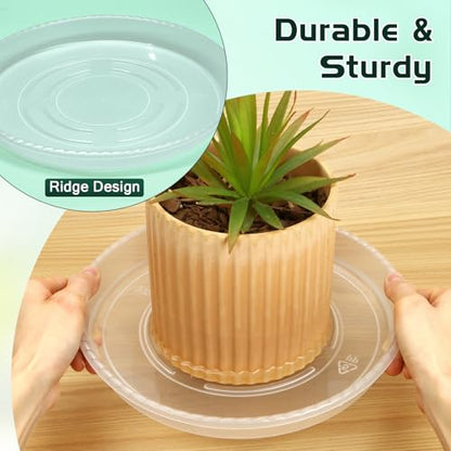 5 Pack 15 Inch Clear Plant Saucers, 5 7 9 11 13 15 Inch Plastic Plant Trays for Flower Pots Plant Drip Water Catcher Tray Indoors Outdoor (15 Inch) - size: 15 Inch