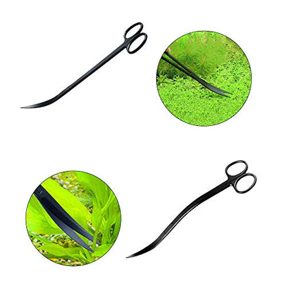Aquascaping Tools 7 in 1 Kit Aquarium Plant Scissors Tools Set Curved & Waved Scissor Tweezers Spatula Stainless Steel Anti Rust Tools for Aquascape Black