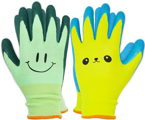 Kids Gardening Gloves for Ages 2-12 Toddlers, Youth, Girls, Boys, Children Garden Gloves for Yard Work (Size 3 for 5, 6 Year Old) - size: Size 3 (Pack of 2)
