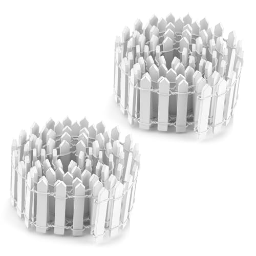 35 Inch Miniature Fairy Garden Fence, White Wooden Picket Fence for Dollhouse Christmas Tree Scenery and Plant Pot Decoration, Small Decorative (White 2pcs)