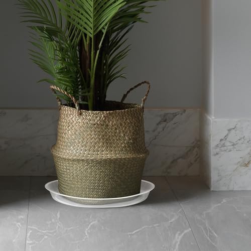 OUPSAUI 4 Pack Clear Plant Saucer 4 6 8 10 12 14 16 18 20 22 Inch Plant Trays for Pots, Plastic Extra Large Planter Saucers for Outdoors Indoors, Drip Catcher Water Tray for Plants (12 Inch) - size: 12"