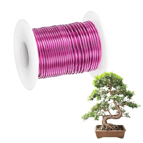 M METERXITY 1-Pack Bonsai Training Wire, 1.5mm x 49ft/15m Anodized Aluminum Bonsai Tree Wire for Fine Trunk/Gardening Branch/DIY Crafting [Dark Pink] - color: Dark Pink, size: 1.5mm x 49ft/15m