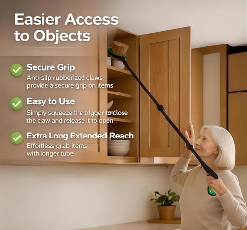 60Inch Extra Long Grabber Reacher Tool, LEGENDONE Easy Foldable Reacher Grabber, Dual Magnetic Tip Pickup Tool Trash Picker, Strong Grip Aid for Upper Shelves, Elderly, Surgery Recovery Must Have - color: 60"siliverblue