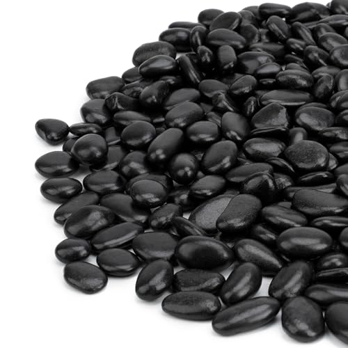 Mr. Fireglass 3/8" Natural Black Polished Pebbles Aquarium Rocks, 10 lb Bag - color: Black, size: 10 Pounds