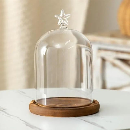 12 * 16cm Big Size Antique Base Different Top Glass Dome Vase Home Decoration Transparent Candle Cover Wedding Friend Favor Gift (1set Star Dome Base) - color: 1set Star Dome Base