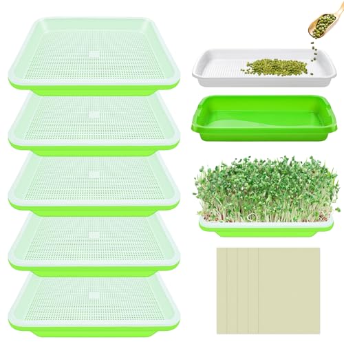 Legigo 5 Pack Seed Sprouter Trays, Microgreens Growing Trays Kit - size: 5 Packs Without Lids