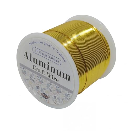 18 Gauge Aluminum Craft Wire Gold 286FT 1mm, Jewelry Making, Flexible Bendable Armature Wire for Sculpting, Floral Crafts, Metal Wire Wrapping, DIY Art Projects & Wreath Making - color: Gold, size: 18gauge