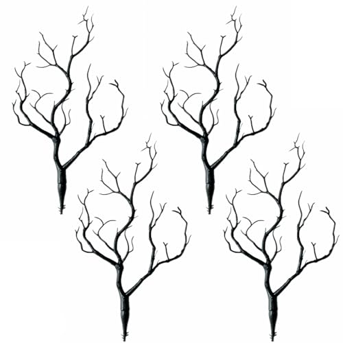 13.8 inches Artificial Coral Branches Fake Antler Branches Small Branches for Home Decoration Flower Arrangement Wedding Christmas Halloween Festival (Black 4PCS) - color: Black 4pcs