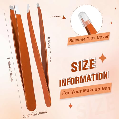 Mudder 12 Pcs Eyebrow Tweezers Set for Facial Hair in Bulk - color: Orange