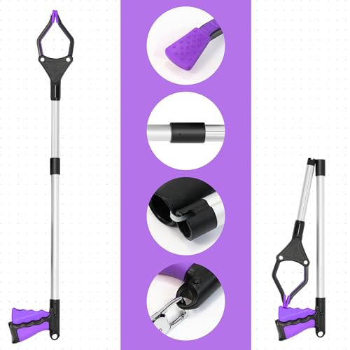 32 inch GrabRunner Folding Reacher Grabber Tool with Magnet for Seniors, Disabled, After Surgery Recovery(Purple) - color: Purple