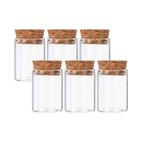 PATIKIL 15ml Test Tubes, 6pcs 1.57x1.18 Glass Clear Flat Bottom Test Tube Containers with Cork Stopper for Bead Party Candy Bath Salt Storage Scientific Experiment Plant Propagation - size: 15ml