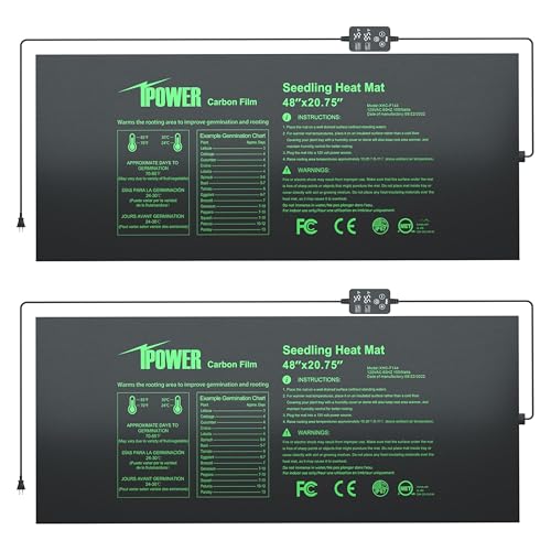 iPower 2 Pack 48"x20.75" Seedling Heat Mat with Built-in Temperature Controller, MET Certified Waterproof Plant Heating Pad, for Germination, Breeding, Brewing - size: 48" x 20.75", style: 2 Pack with Digital Controller