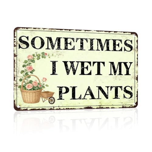 PEACHGARDEN Garden Decor Funny Garden Metal Signs Sometimes I Wet My Plants Wall Art Decor Gardening Sign for Outdoor Yard Patio Backyard Greenhouse 12x16 inch - color: Garden Decor 5, size: 30X40cm(12*16in)