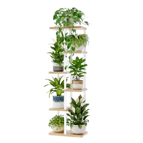 Bamworld Plant Stand 6 Tier Tall Shelf for Multiple Plants White - color: White, size: 6 Tier
