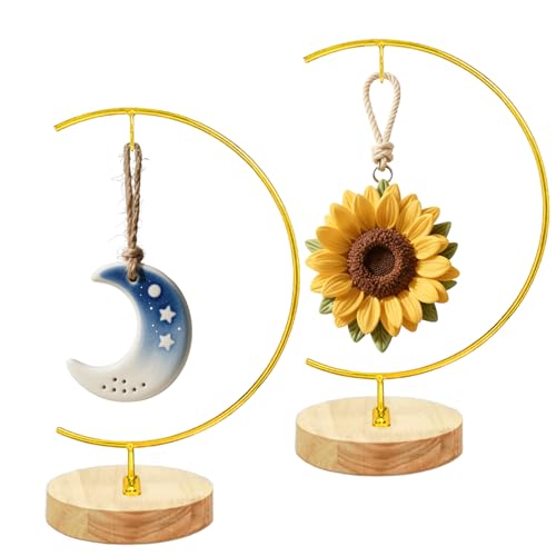 YY YEARCHY 11-inch Ornament Display Stand with Wooden Base Metal Hook Tabletop Holder for Hanging Glass Globe Ball Gifts (2, Bright Gold) - color: Bright Gold