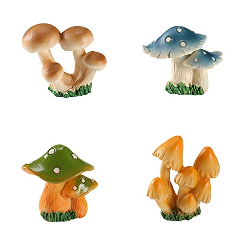 DIYOMR Creative Resin Mushroom Series Fairy Garden Accessories,Mushrooms Figurines Craft Indoor Outdoor Decor for Home DIY Windowsill Tabletop Garden Micro Landscape Decor Bonsai Ornaments, 4Pcs - color: 4pcs