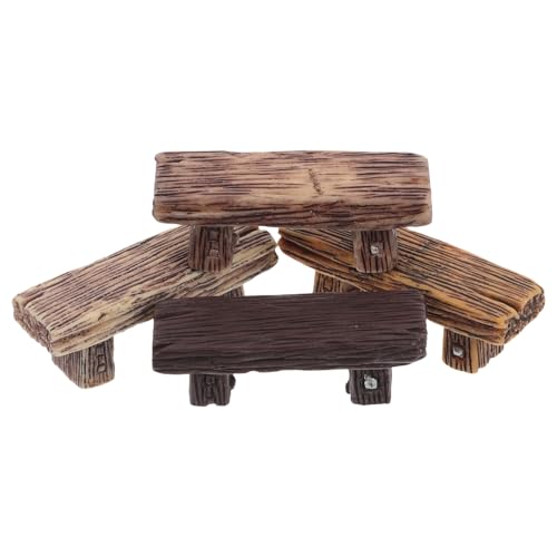 Veemoon Miniature Bench Ornament 4 Pack Vintage Style Dollhouse Accessories for Miniature Landscape Fairy Garden Dollhouse Decor Window Displays and Microlandscape Setups