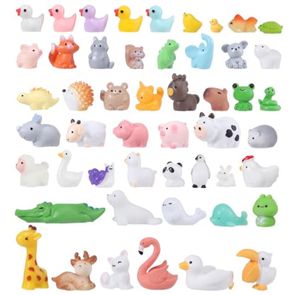 Fairy Garden Accessories, 50 Pcs Mini Resin Animals Miniature Figurines | Resin Figures 50 Styles Small Resin Tiny Animals for Garden Accessories Outdoor Landscape Miniatures Dollhouse Home Decor