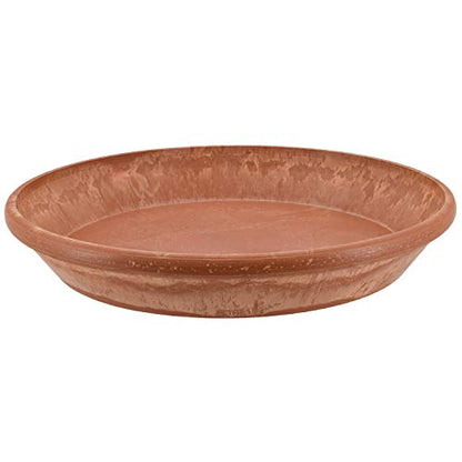 Arcadia Garden Products PSW Pot Collection AP35TCM 14-inch Plastic/Stone/Wood Composite Plant Saucer Drip Tray – No Drainage Hole (Drillable), Indoor/Outer Water Tray, Terra Cotta Marble Color - size: 14-inch