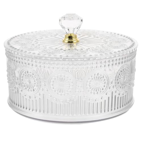 Apothecary Jar with Lid Embossed Plastic Candy Cookie Bowl