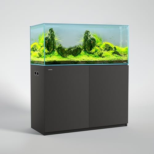 LANDEN Wooden Aquarium Stand & Cabinet, 105 Gallon Fish Tank, 47.2x23.6in | Matte black finish; 120x60x80cm, 31.5in tall; enclosed storage hides wires and gear; fresh, salt, planted or reptile setups - color: Black-fig8_inlet, size: W47.2xD23.6xH31.5in(12