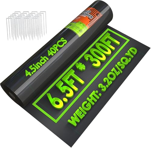 6.5x300FT Landscape Fabric, Weed Barrier Fabric, Durable & Effective Garden Cloth Weed Barrier, Heavy-Duty Landscaping Fabric for Weed Control, French Drains, Yard, Driveway - size: 6.5*300ft
