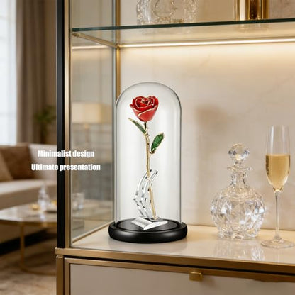 13" Glass Cloche Dome with Black Wood Base, Display Cover for Rose Antique Collectibles Terrarium Cupcakes, Decorative Showcase Bell Jar. Black