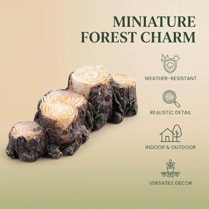 2Pcs Miniature Resin Stump Micro Landscape Fairy Garden Ornament Mini Doll House Outdoor Landscape Decor Outdoor Statues Garden Sculptures Outdoor Décor Miniature Landscape