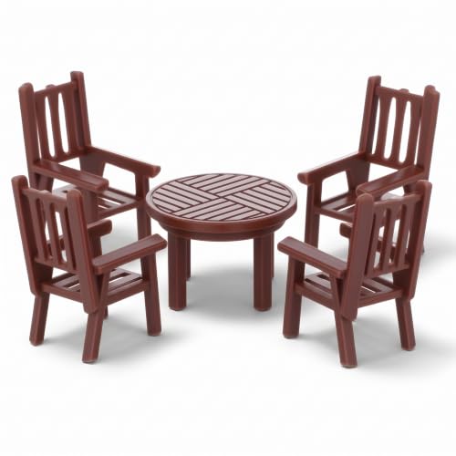 20PCS Miniature Dollhouse Furniture Set Table and Chairs 1/50Scale | Plastic Mini Dining Room, Table Chair Ornaments, Dollhouse Accessories for Fairy Garden DIY Scene Home Micro Landscape