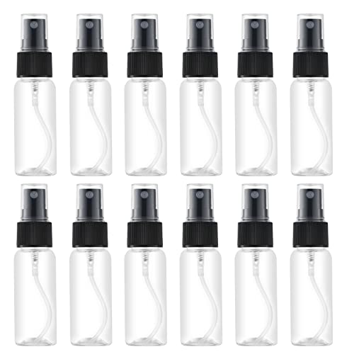 LISAPACK 1oz Small Spray Bottle (12 Pack), Mini Travel Size Plastic Sprayer - color: Clear (12pcs)