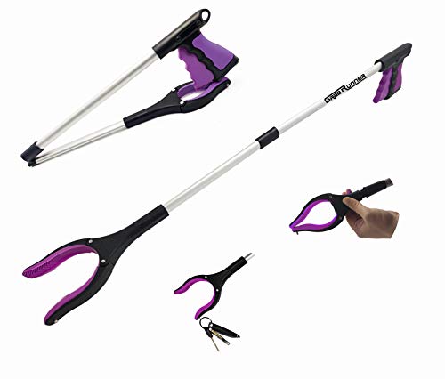 32 inch Foldable GrabRunner Reacher Grabber Tool with Magnetic for Seniors, Disabled, After Surgery Recovery(Dark Purple) - color: Dark Purple
