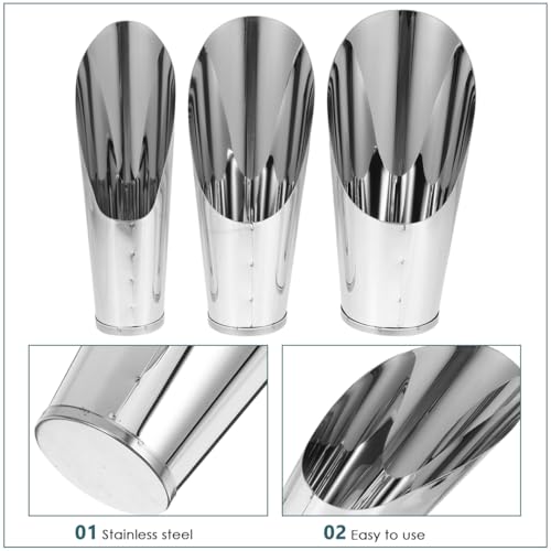 Abaodam 3pcs Stainless Steel Soil Scoop Set Plant Soil Scoop Bonsai Bucket Shovel Cup for Succulent Potting Transplanting Weeding Garden Moving