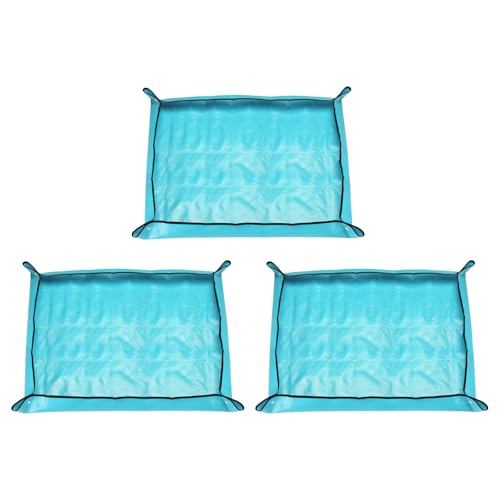 HARFINGTON 3pcs Repotting Mat 31.5" x 39.4" PE Cloth Waterproof Plant Repotting Mat Foldable Portable Gardening Potting Tray with Plastic Buckle for Indoor Plant Change Soil Watering, Blue - color: Blue, size: 31.5" x 39.4"