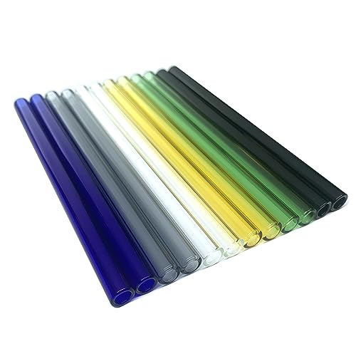 Glass Tubes 12 Piece, 6 Inch Long, OD 10 mm, Thickness 1.5 mm, Colorful Industrial Borosilicate Glass Tubing for Short Cup (10mm-6IN-Multiple Colors) - style: OD 10mm - 6IN Long
