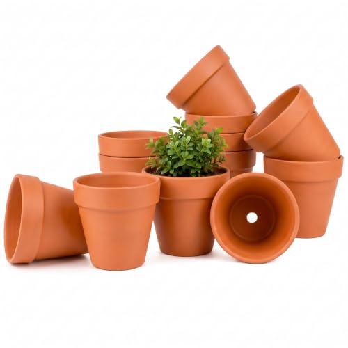 4 Inch Terracotta & Clay Pots for Plant, 12 Pack | Medium Terra Cotta Planter with Drainage, Flowerpot for Indoor Outdoor Plants, Crafts, Wedding Favor - size: 4 INCH