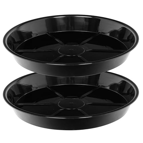 2 Pack Plant Saucer Drip Tray 13 14 inch, Large Heavy Sturdy Plastic Planter Flower Pot Saucers for Indoor Outdoor Garden, Plant Water Drip Trays for pots (14" 2Pack, Black) - color: Black, size: 14" - 2Pcs