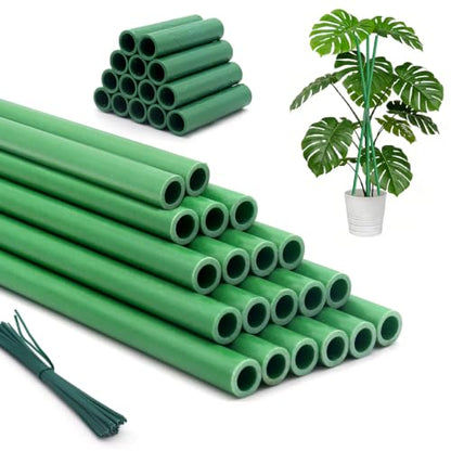 Garden Stakes 17Inch 20Pcs HOUNANG Adjustable Length Plant Support Stakes | DIY 4ft 5ft6ft7ft 8ft Fiberglass Plant Stakes for Gardening with14Connectors 50Ties for Indoor OutdoorPlants,Tomato,Vegetable - size: 17inch 20pcs