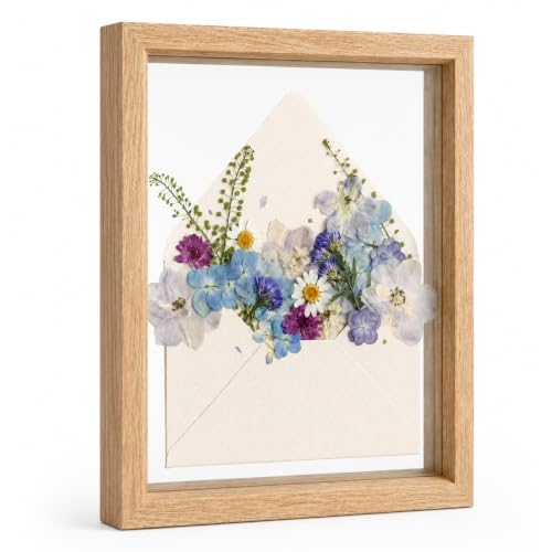 8x10 Floating Picture Frame, Pressed Flower Frame, Wood Double Acrylic