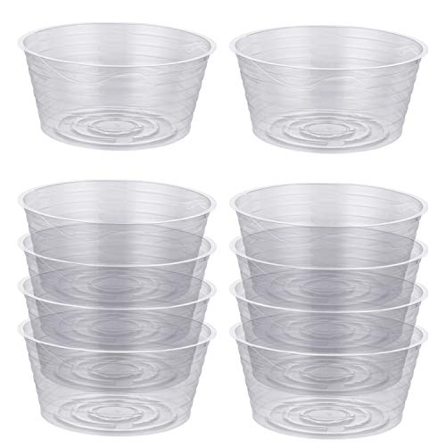 Idyllize 10 Pieces of 10 Inch Clear Thin Deep Plastic Plant Saucer Drip Tray for Pots (10'') - size: 10''