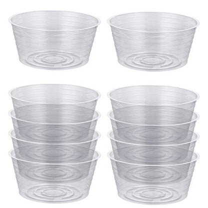 Idyllize 10 Pieces of 10 Inch Clear Thin Deep Plastic Plant Saucer Drip Tray for Pots (10'') - size: 10''