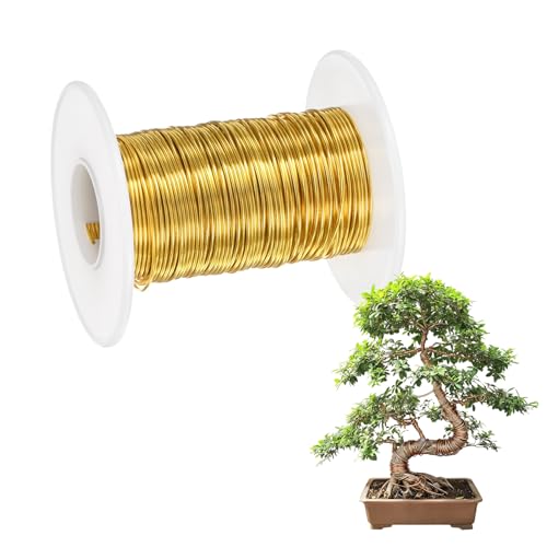 M METERXITY 1-Pack Bonsai Training Wire, 0.8mm x 66ft/20m Anodized Aluminum Bonsai Tree Wire for Fine Trunk/Gardening Branch/DIY Crafting [Yellow] - color: Yellow, size: 0.8mm x 66ft/20m