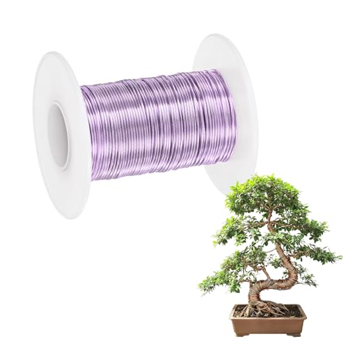 M METERXITY 1-Pack Bonsai Training Wire, 0.8mm x 66ft/20m Anodized Aluminum Bonsai Tree Wire for Fine Trunk/Gardening Branch/DIY Crafting [Light Purple] - color: Light Purple, size: 0.8mm x 66ft/20m